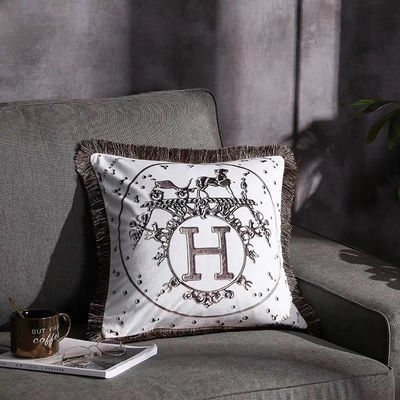 Quasten-weiße büschelige Kissen-Leinenabdeckung gesponnene Couch Sofa Pillow