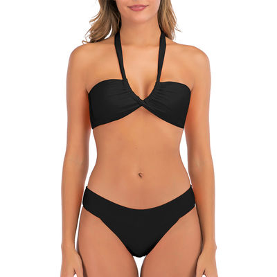 Weibliches Hochdrückung Badebekleidungs-Frauen-Seitenbindungs-Badeanzüge des Bandeau-Bikini-kurzen Ärmels