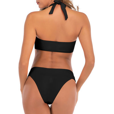 Weibliches Hochdrückung Badebekleidungs-Frauen-Seitenbindungs-Badeanzüge des Bandeau-Bikini-kurzen Ärmels
