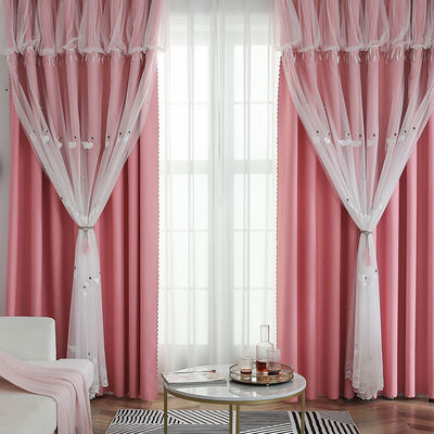 Polyester-weißes Baumwoll-Gauze Curtains Sheer Floral Embroidered-Gewebe 100%