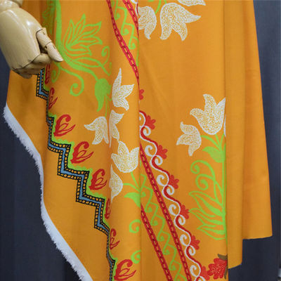 Blaue rote gelbe Polyester-Digital Druckgewebe-bunte Blume für Kleid