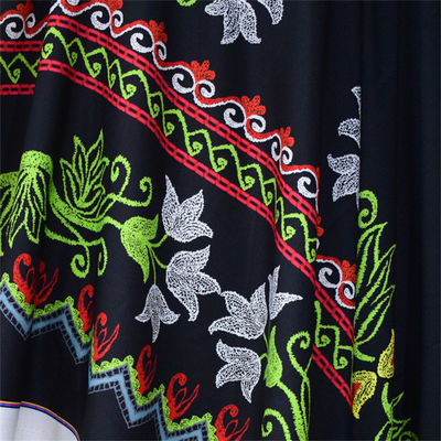 Blaue rote gelbe Polyester-Digital Druckgewebe-bunte Blume für Kleid