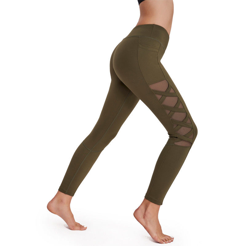 Hohe Taillen-Polyester-Yoga-Hosen-Sportkleidungs-Frauen-Eignungs-Kleidungs-nahtlose Trainings-Sätze